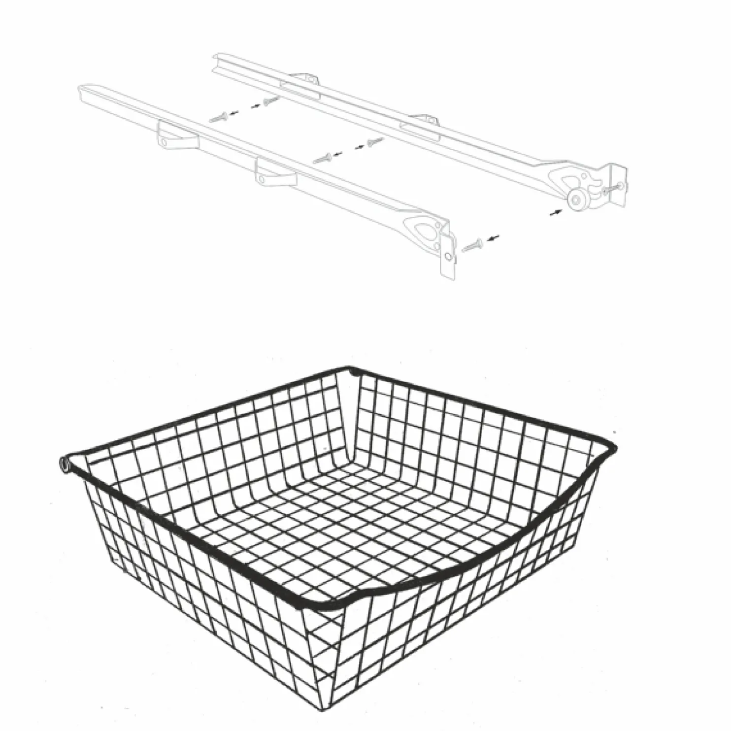 Ulosvedettävä lankakori Norscan Roller M40 500x150 mm valkoinen