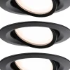 Upotettava LED-valaisin Paulmann Nova Plus Coin, 3kpl, IP65, Ø93mm, 6W, 470lm, 2700K, himmennettävä, mattamusta