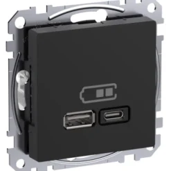 USB-latauspistorasia Schneider Electric Exxact A + C 45W Power Delivery antrasiitti