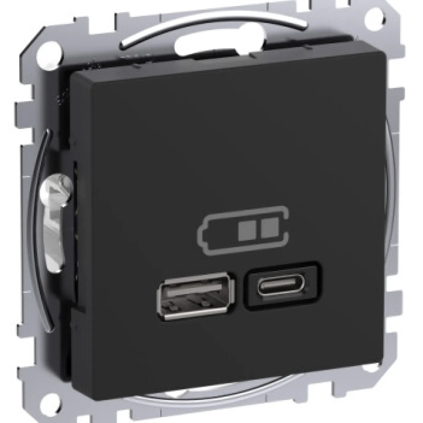 USB-latauspistorasia Schneider Electric Exxact A + C 45W Power Delivery antrasiitti