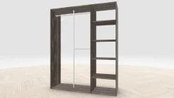Vaatehuoneen kaapisto Mirror Line, kapea I-malli hyllyillä ja kaksiosaisella tangolla, 1700x2100x510mm, eri värejä