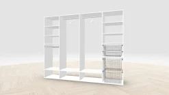 Vaatehuoneen kaapisto Mirror Line, leveä I-malli koreilla, housutelineellä ja vaatetangoilla, 2600x2100x510mm, eri värejä