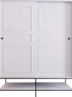 Vaatekaappi liukuovilla Linento Furniture Martin, 150cm, valkoinen