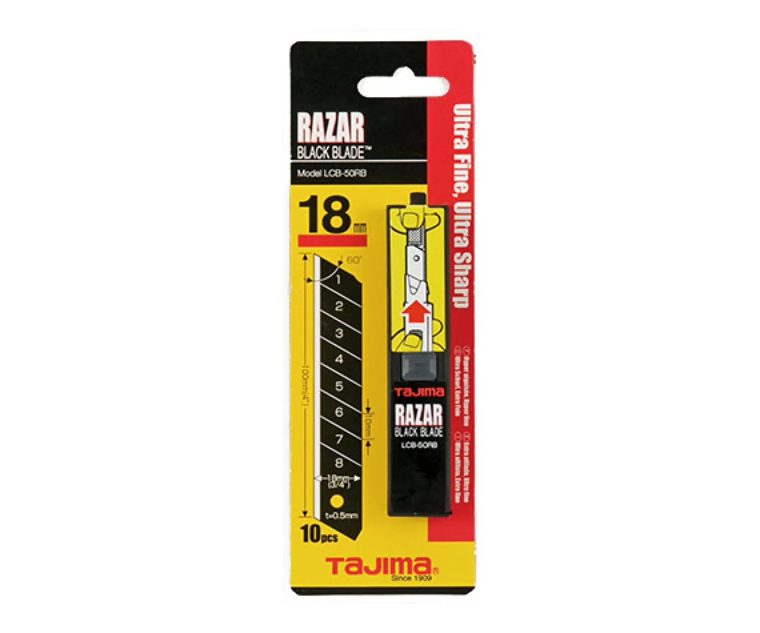 Varaterät Tajima Razar Black, 18mm, 10 kpl