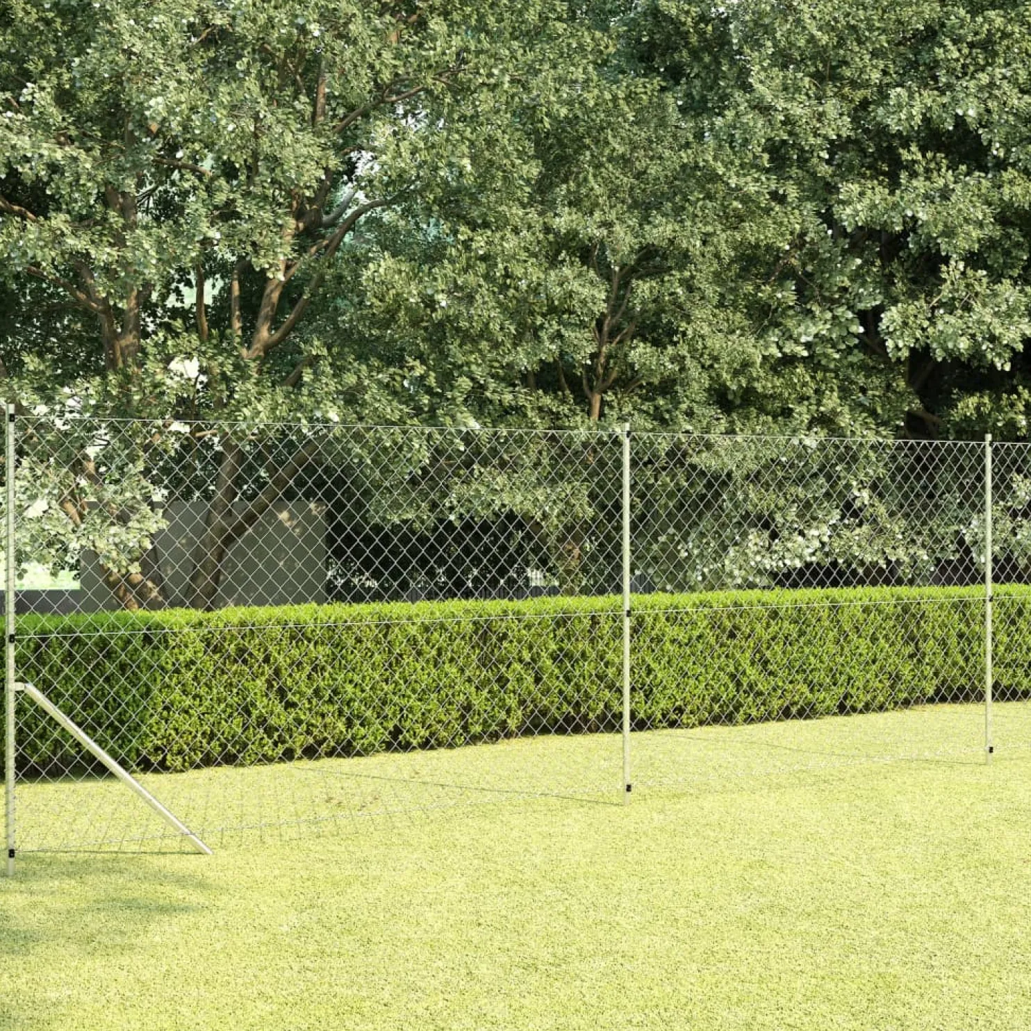Verkkoaita tolpilla galvanoitu teräs 15x1,5 m hopea