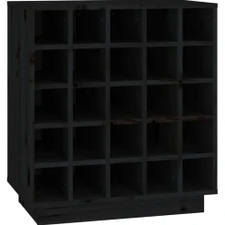 Viinikaappi musta 55,5x34x61 cm täysi mänty (21531)