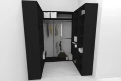 Walk-in closet U-malli Mirror Line 2100/2400x1600x1800 mm musta
